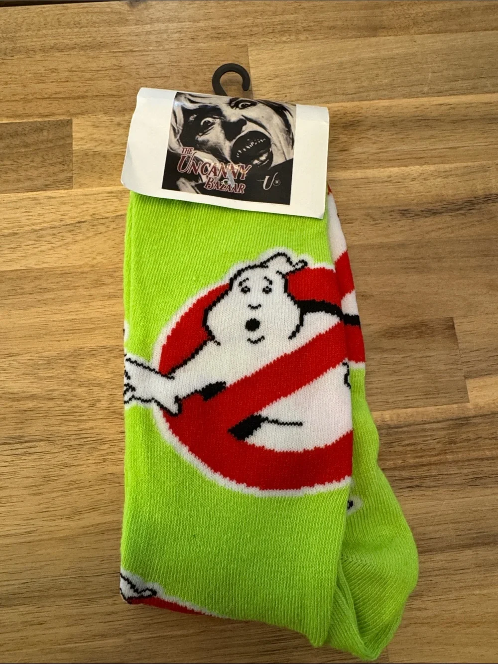 NWT! Ghostbusters Logo Neon Green Crew Socks
